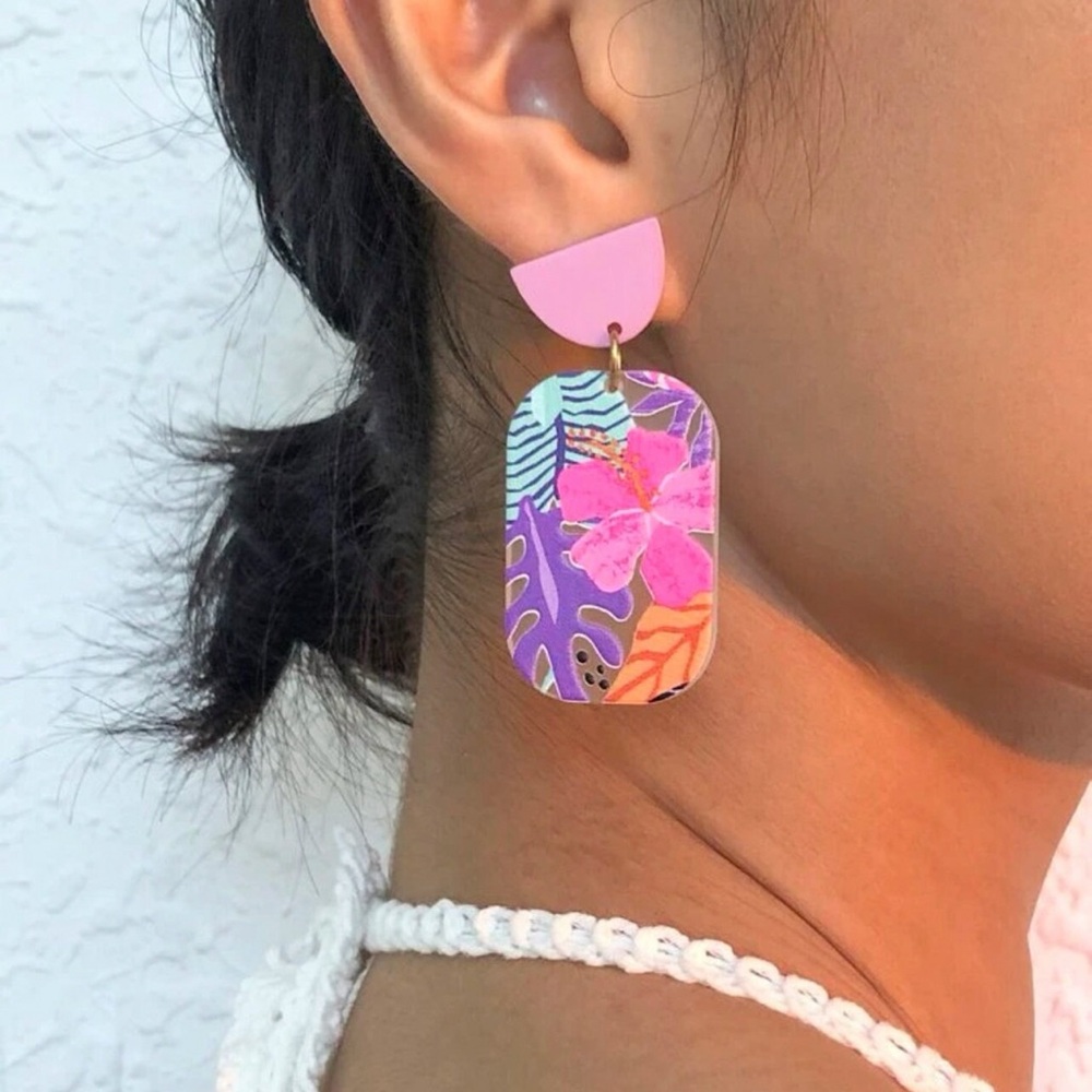 Flower Pattern Drop Earrings